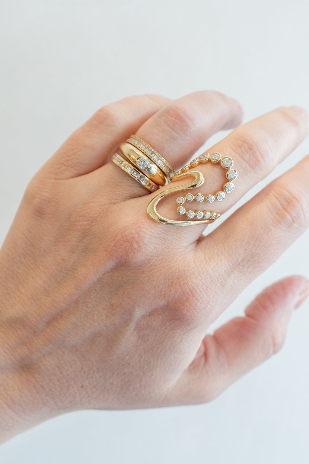 14K Gold Baguette & Pave Diamond Framed Eternity Ring