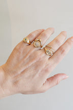 14K Gold Round Diamond Pave Circle Ring