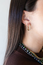 1" 14K Gold 4mm Inside Out 1.14ct Diamond Tube Hoops