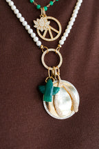 14K Gold Puffy Pave Diamond Wishbone Pendant