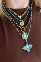 XL Carved Abalone Thunderbird Silver Diamond Charm