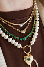 14K Gold 8.50ct Graduated Pear Emerald Necklace