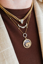 16" 14K Gold 2.02ct Pear Lab Diamond Curb Chain Necklace