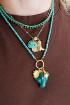 14K Gold 3mm Turquoise Tin Cup Necklace