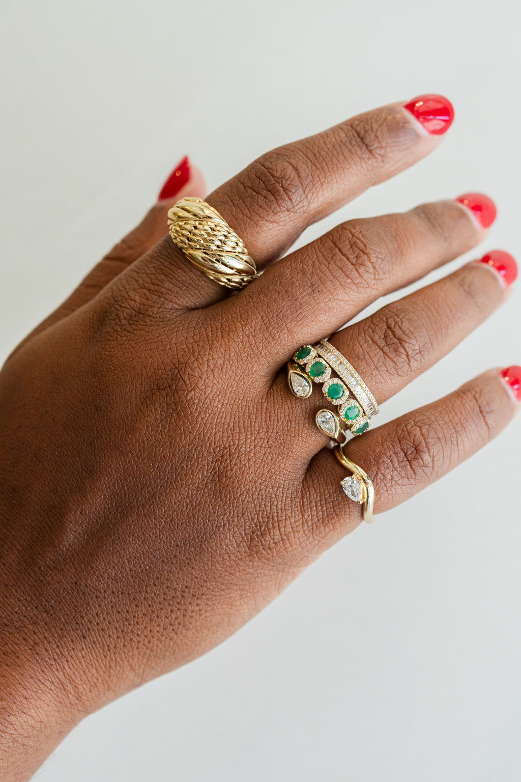 14K Gold Open Double Pear Diamond Ring