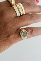 14K Gold Diamond Saint Benedict Pinky Ring