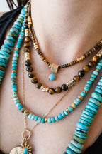 8mm Tiger's Eye Trio Rondelle Beaded Necklace