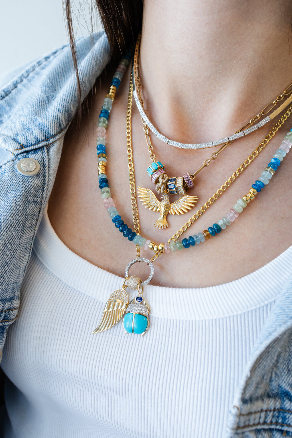 18" Multi Agate Apatite Mix Rondelle Necklace