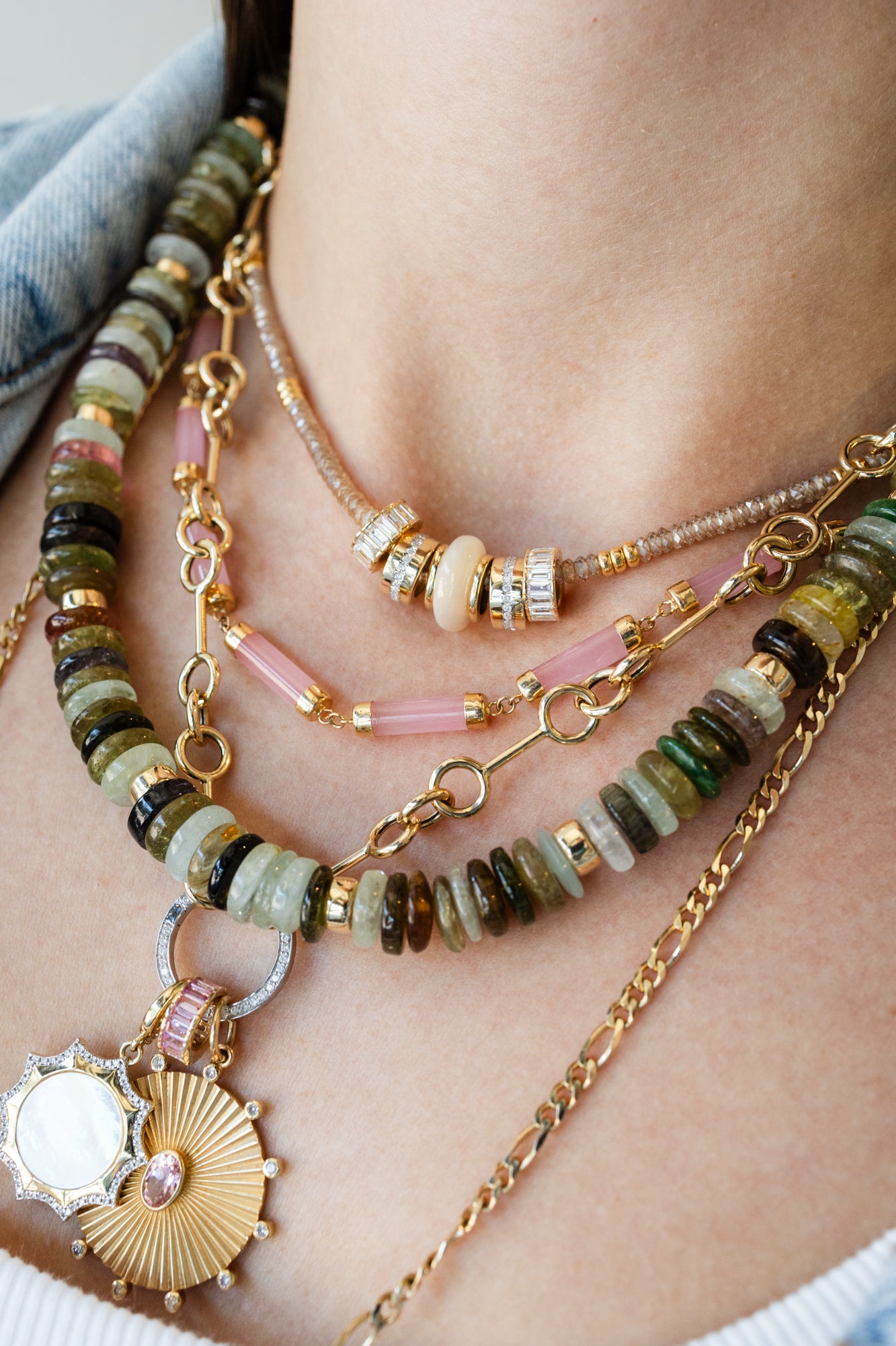 16" Multi Earth Tone Agate Rondelle Necklace