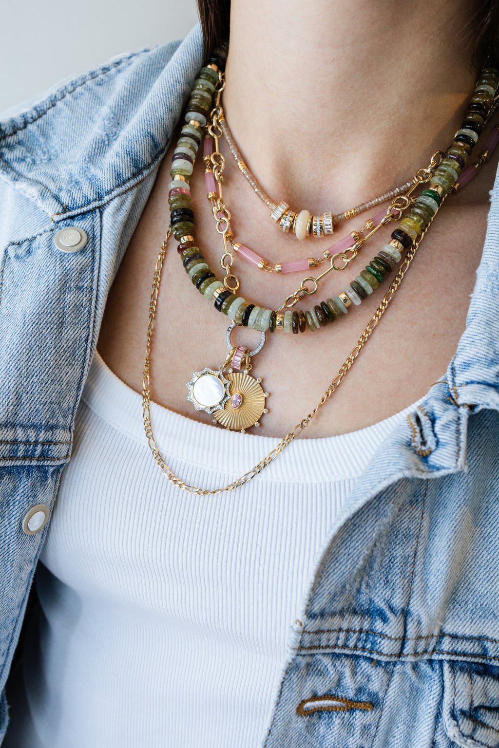 16" Multi Earth Tone Agate Rondelle Necklace