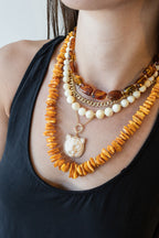 Butterscotch Amber Chip Rondelle Beaded Necklace