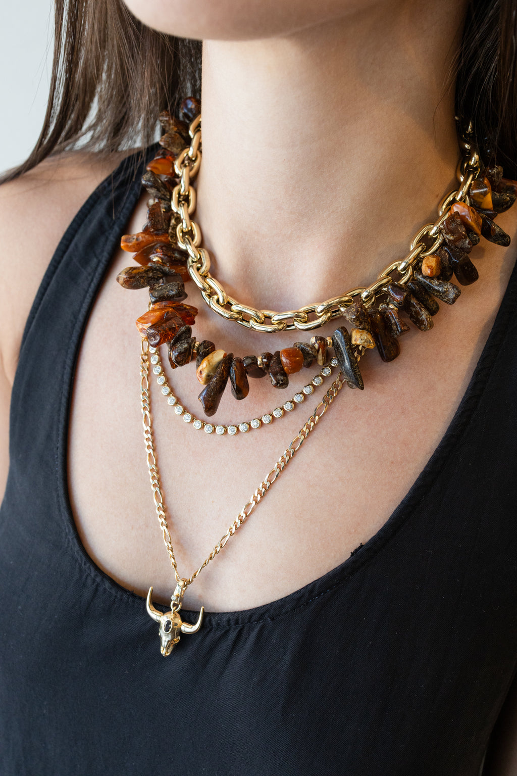 Chunky Natural Amber Rondel Necklace