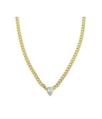 16" 14K Gold 2.02ct Pear Lab Diamond Curb Chain Necklace