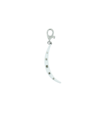 Silver White Enamel Diamond Crescent Moon Charm