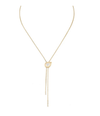 14K Gold Teardrop Baguette Bolo Lariat Necklace