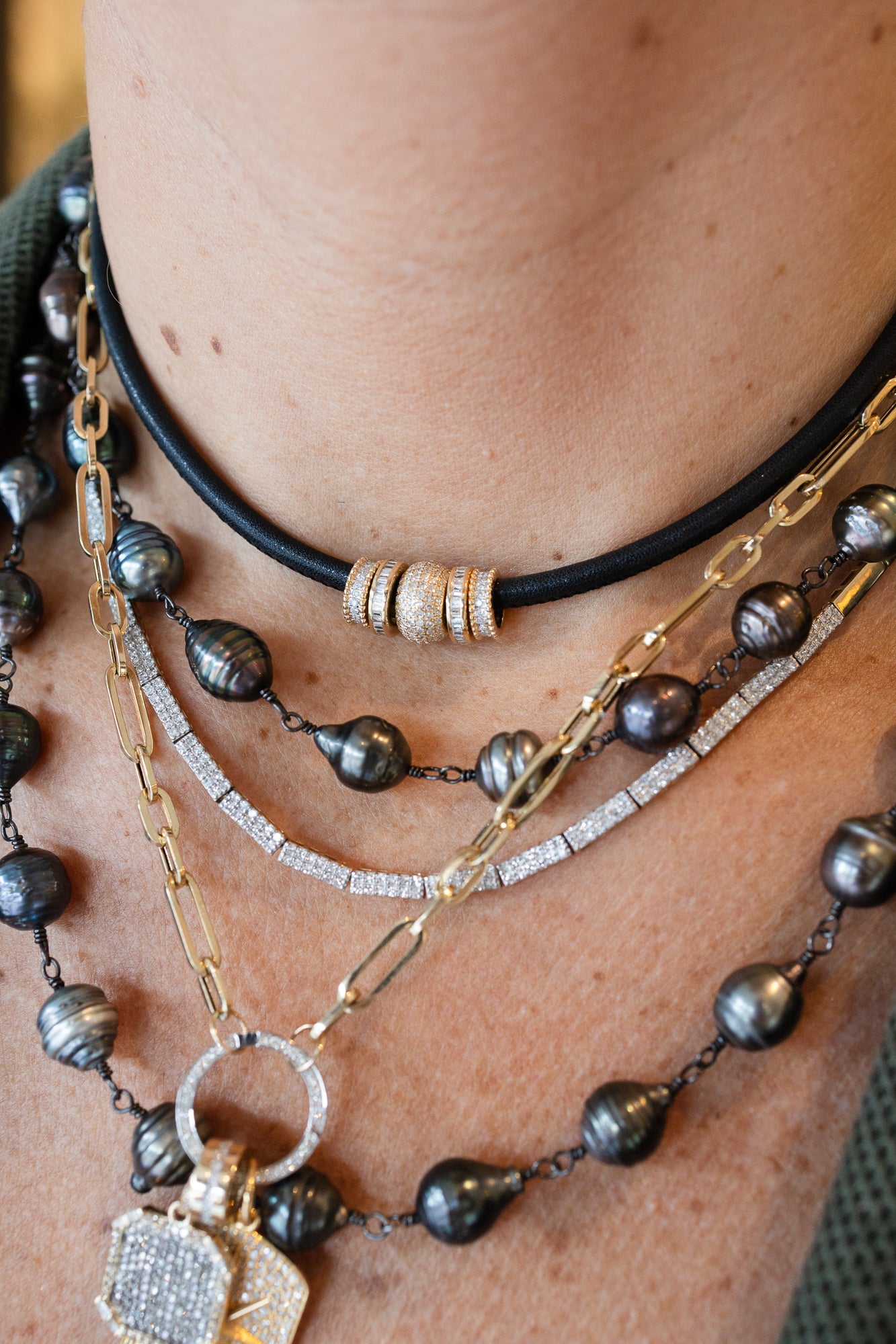 14K 3mm Black Leather Cord Choker