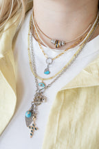 Small Silver Half & Half Turquoise Diamond Heart Charm