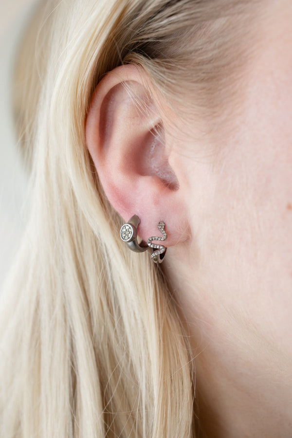 12mm Silver Diamond Mini Snake Huggies