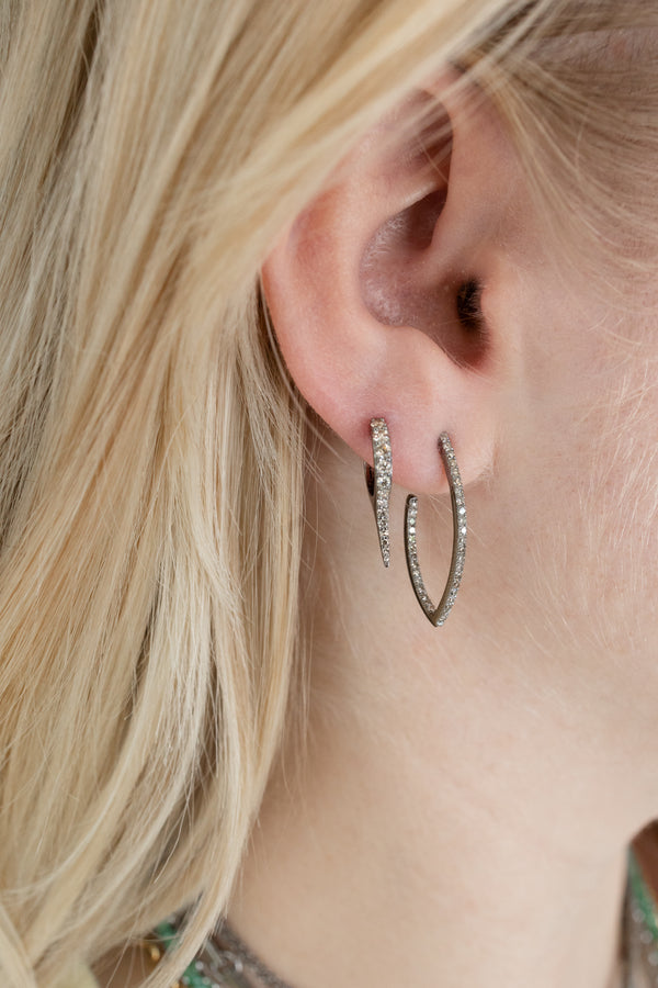 Silver Diamond Pointed Hoops