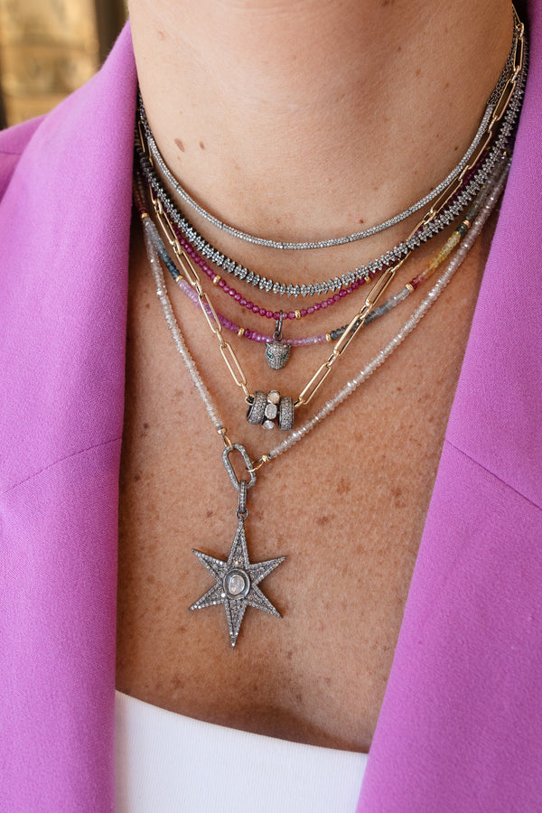 Pastel Rainbow Sapphire Rondelle Necklace