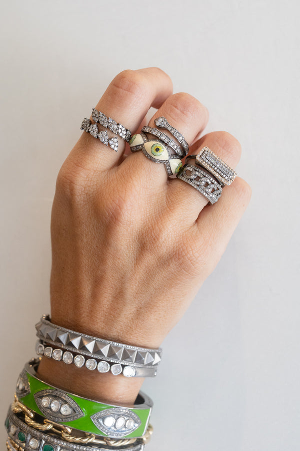 Silver Mix Diamond Shape Wrap Ring
