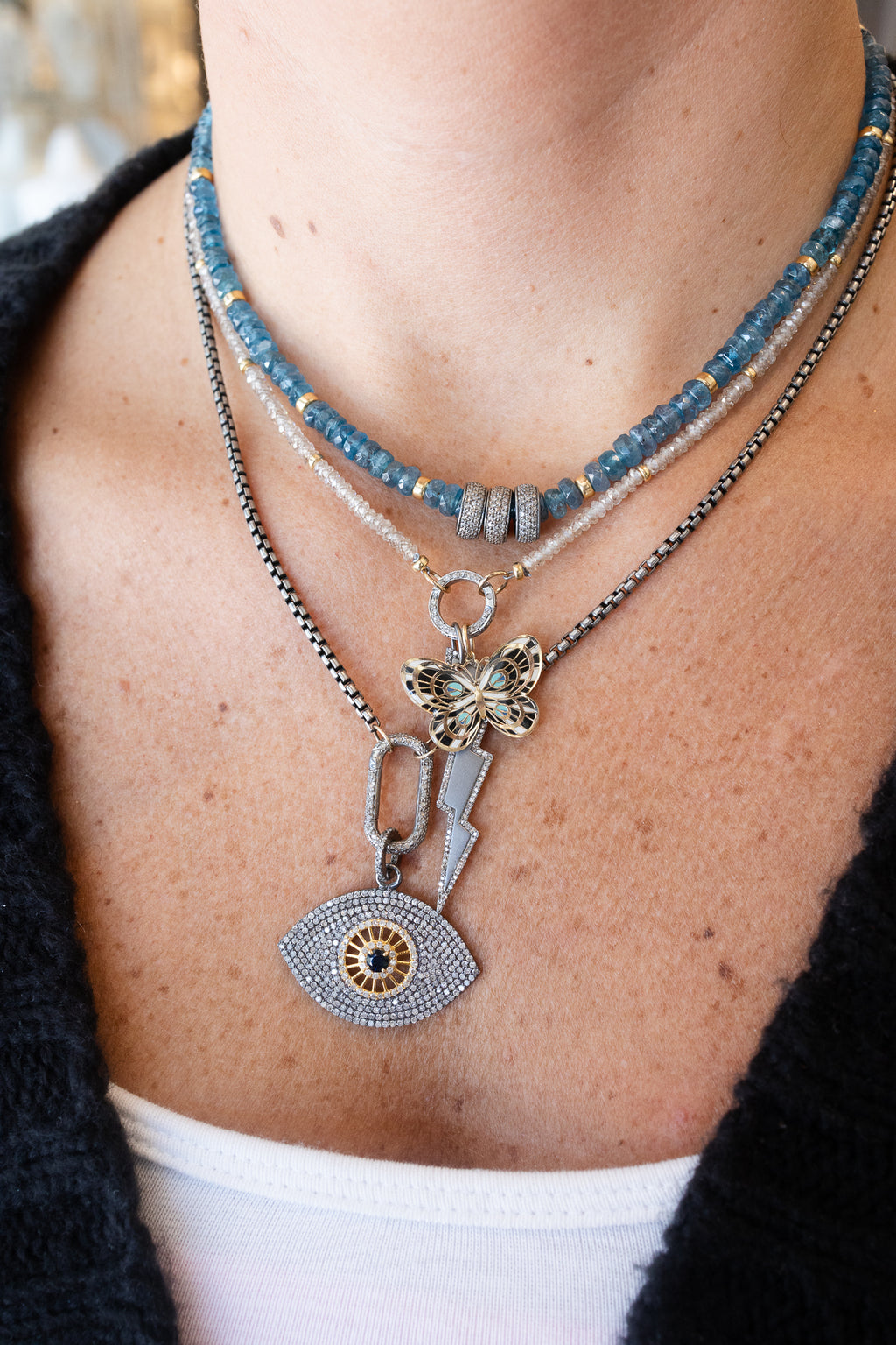 Silver Diamond Lightning Bolt Pendant