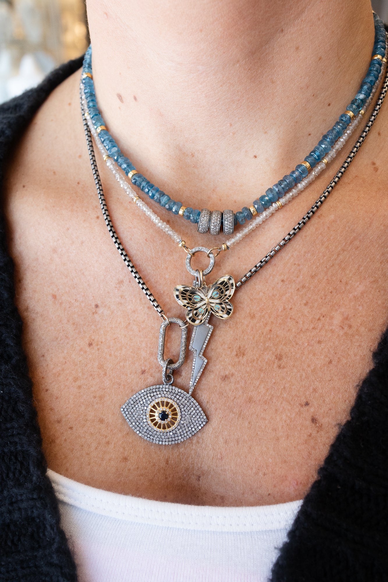 Large Luxe Lexi Lock Necklace: Silver Round Box Chain