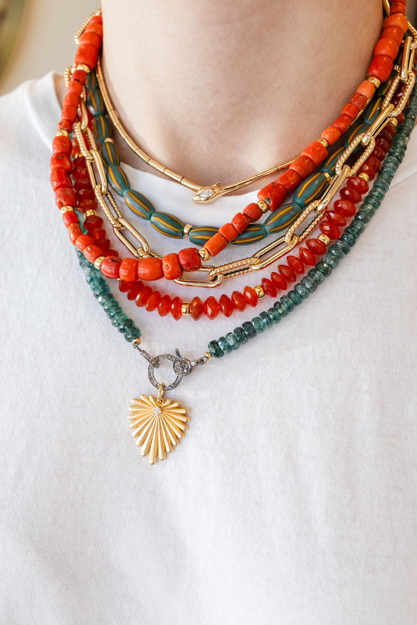 The Eva Lock Necklace: Dark Teal Kyanite