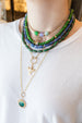 Mixed Shape Indigo Chevron African Glass Bead Necklace