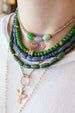 Mixed Shape Indigo Chevron African Glass Bead Necklace