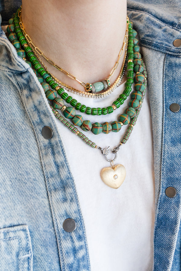The Eva Lock Necklace: Mini Watermelon Chevron Beads