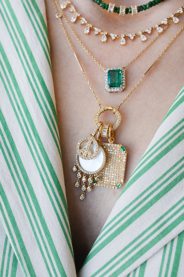 Thick Small 14K Gold Diamond Peace Sign Charm