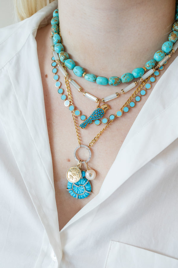 16" 14K Gold Mother of Pearl Tube Necklace