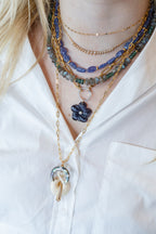 14K Gold Carved Iolite Flower Pendant