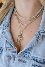 14K Gold Diamond & Emerald Four Leaf Clover Charm