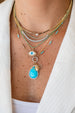 14K Gold Mother of Pearl Turquoise Evil Eye Charm
