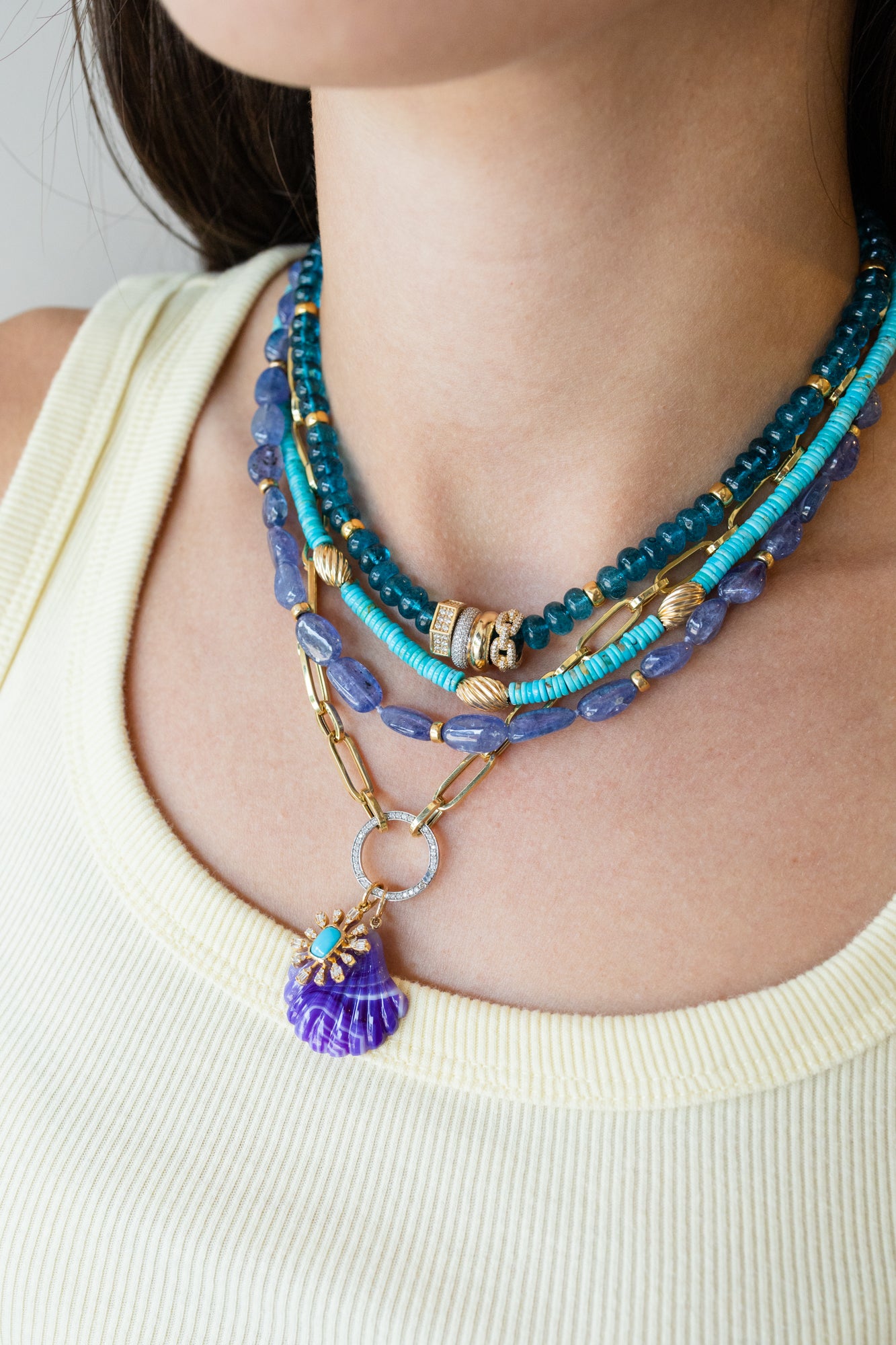 Purple Laguna Agate Scallop Shell Charm