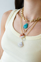 Teal Laguna Agate Scallop Shell Charm