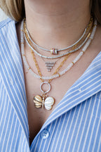 14K Gold Half & Half Mother of Pearl Butterfly Charm