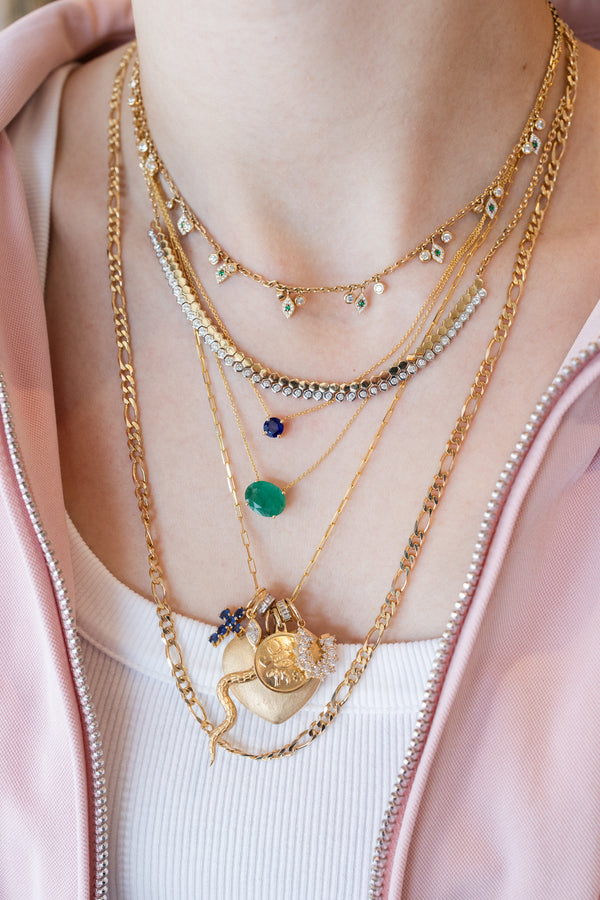 14K Gold 0.40 ct Round Blue Sapphire Necklace