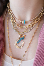 14K Gold Dotted Turquoise Bird Charm