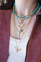 14K Matte Gold Diamond Eagle Charm