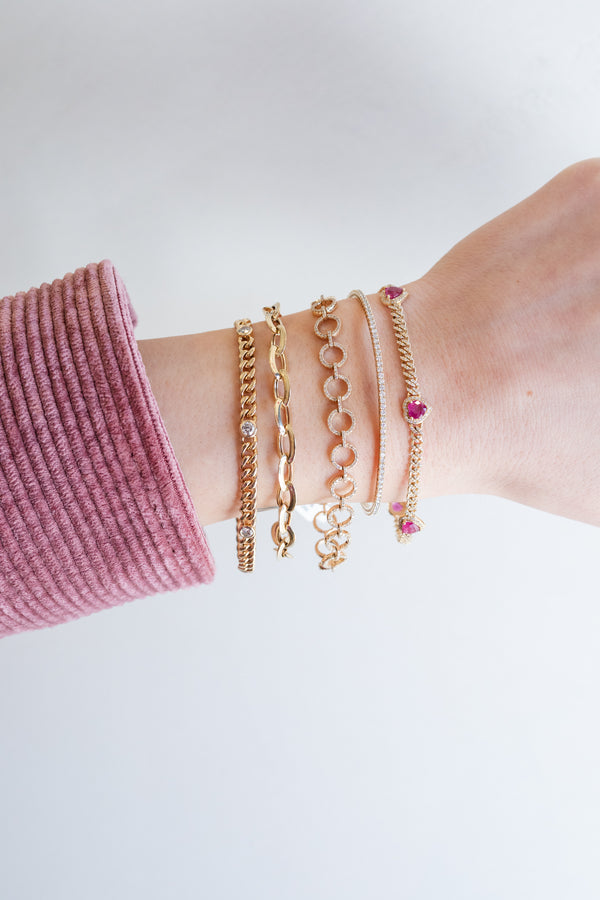 14K Yellow Gold Flexi Diamond Bangle 6"6" 6