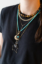 14K Gold Turquoise Heart Wood Charm