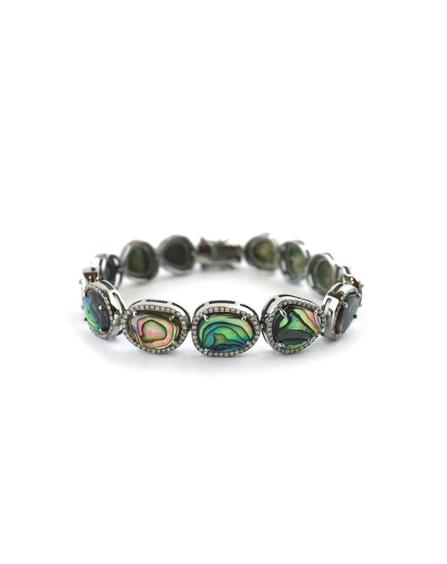 Silver Diamond Abalone Bracelet