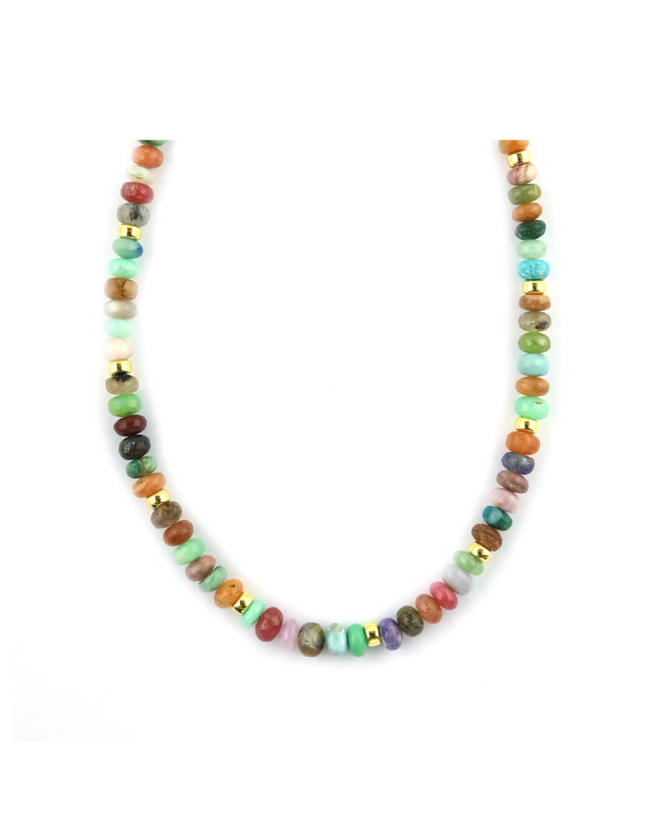Multi Colored Agate Rondelle Necklace