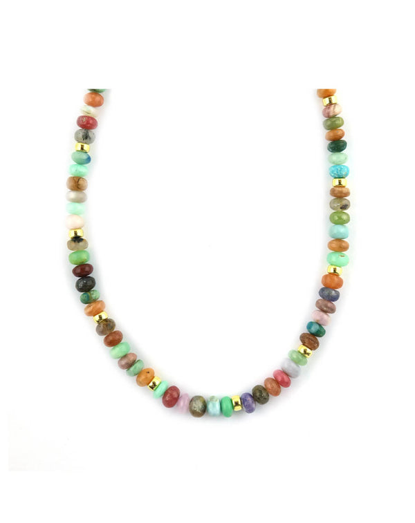 Multi Colored Agate Rondelle Necklace