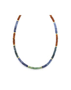 Amber Teal Kyanite Rondelle Necklace