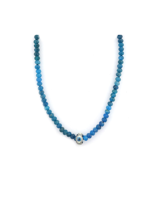 Silver Diamond Cosmic Spacer Apatite Necklace