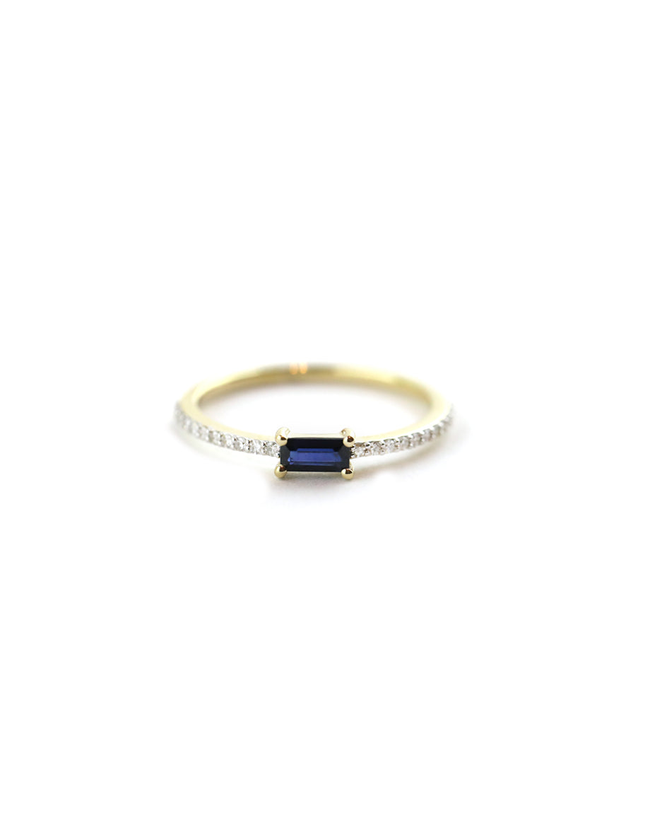 14K Gold Baguette Sapphire Diamond Ring